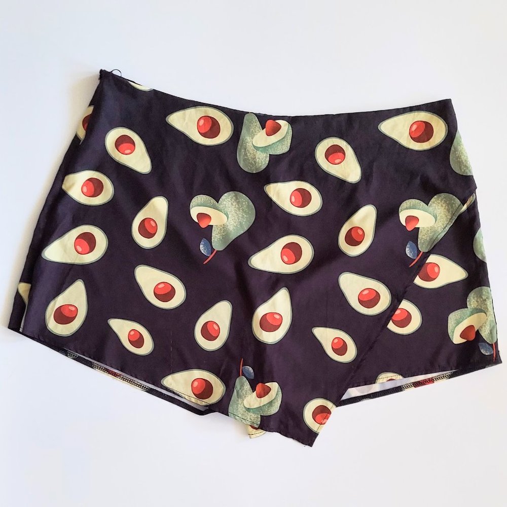 Avacado Pattern Faux Wrap Skort Size 2X Lightweight